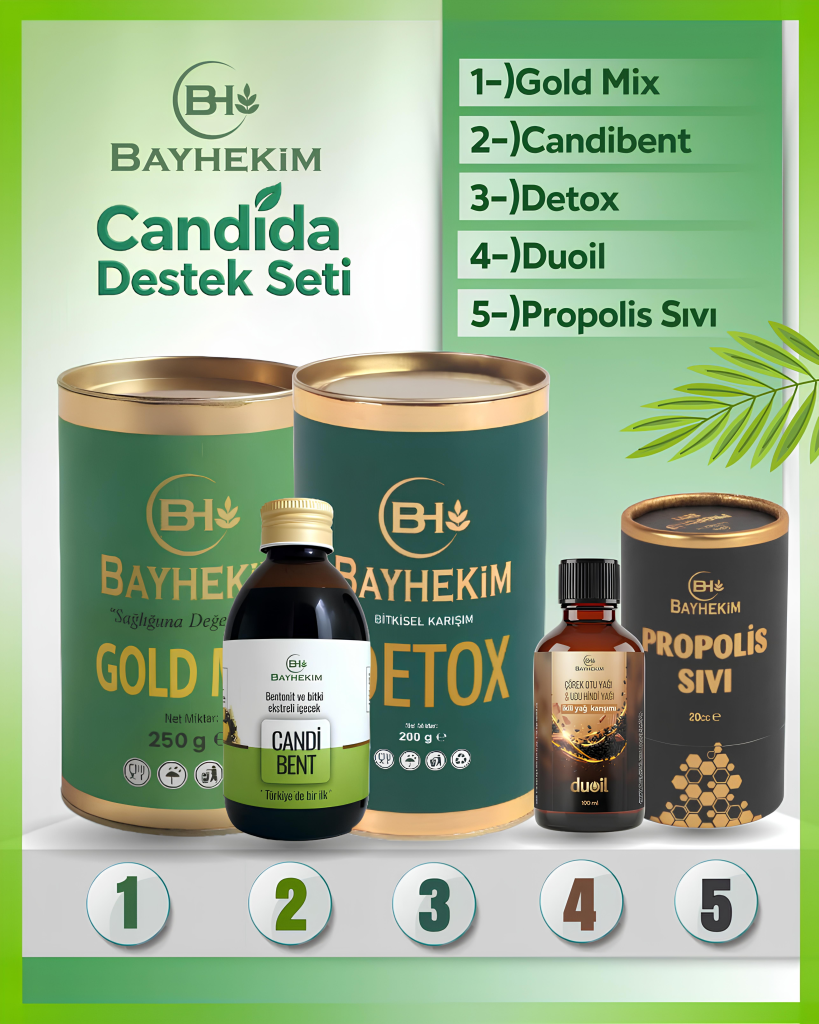 Bayhekim Candida Destek Seti Bitkisel Karışım-Detox-Propolis-Duoil-Candibent